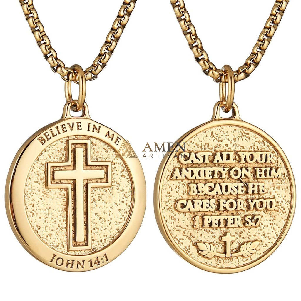 Cross Medallion Pendant Necklace Amen Artisan