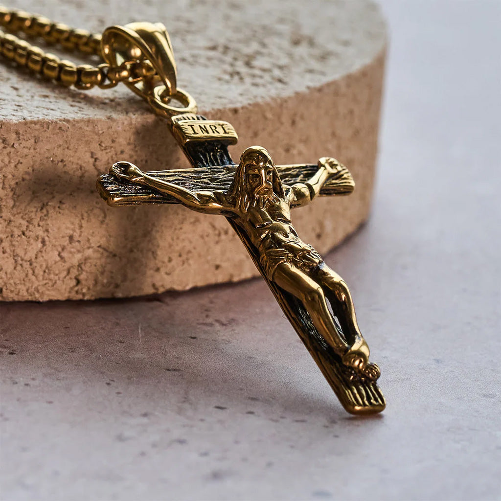 INRI Jesus Crucifix Necklace with Detailed Pendant — Faith