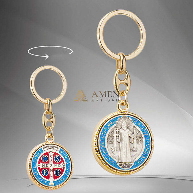 Saint Benedict Medal Keychain Amen Artisan