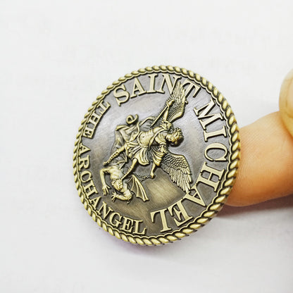 St. Michael the Archangel Challenge Coin with Prayer Text | Amen Artisan