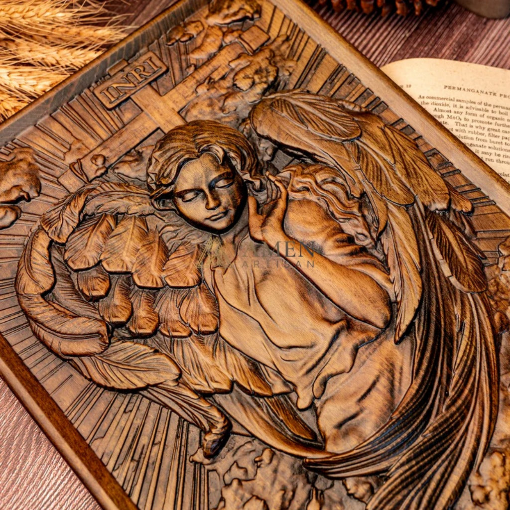 Archangel Chamuel Wood Carving Amen Artisan