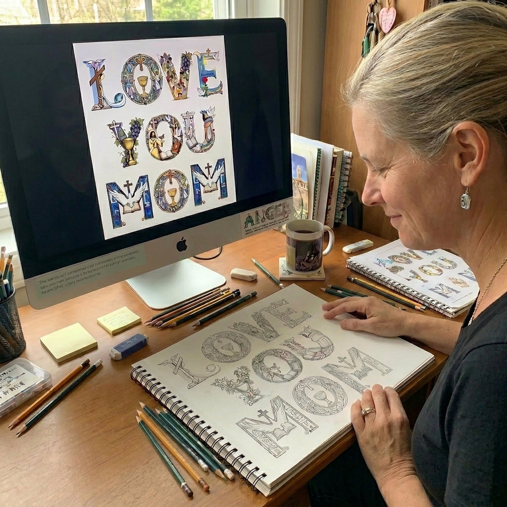 "Love You Mom"Personalized Alphabet Frame – Christian Gift for Mother’s Day & Baptism | Amen Artisan