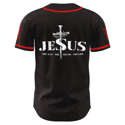 Jesus The Way Truth Life Baseball Jersey with Black Gold Faith Print — Faith