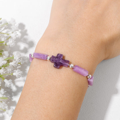 Cross Purple Stone Bracelet
