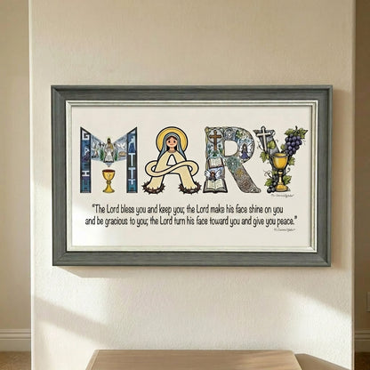 Personalized Faith Name Art Frame  – Baptism & First Communion  | Amen Artisan