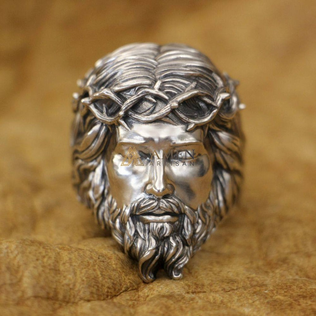 925 Sterling Silver Crown of Thorns Ring Amen Artisan