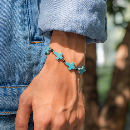 【Deal Today】Turquoise cross adjustable bracelet