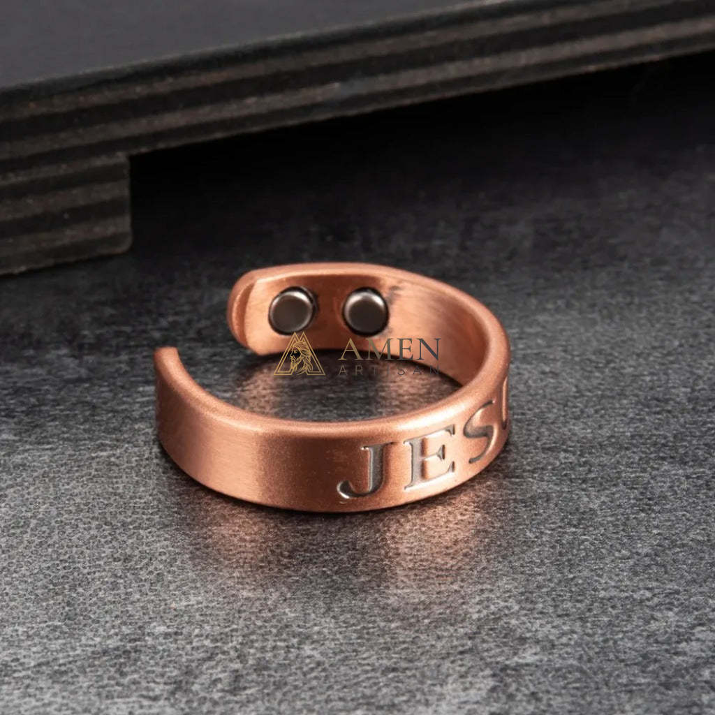 Copper Jesus Magnetic Ring Amen Artisan