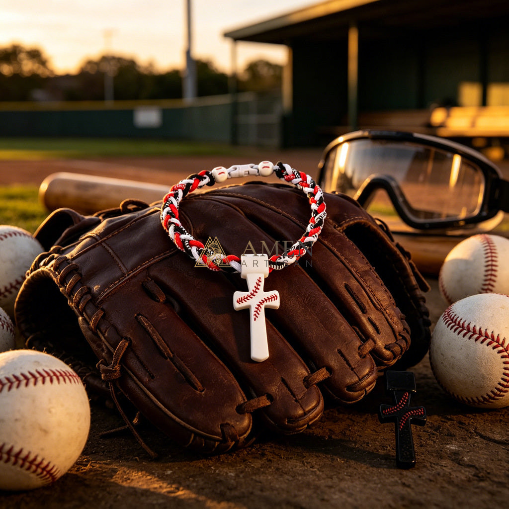 Tri Color Braided Sports Cross Bracelet - Faith, Strength & Team Spirit |  Amen Artisan