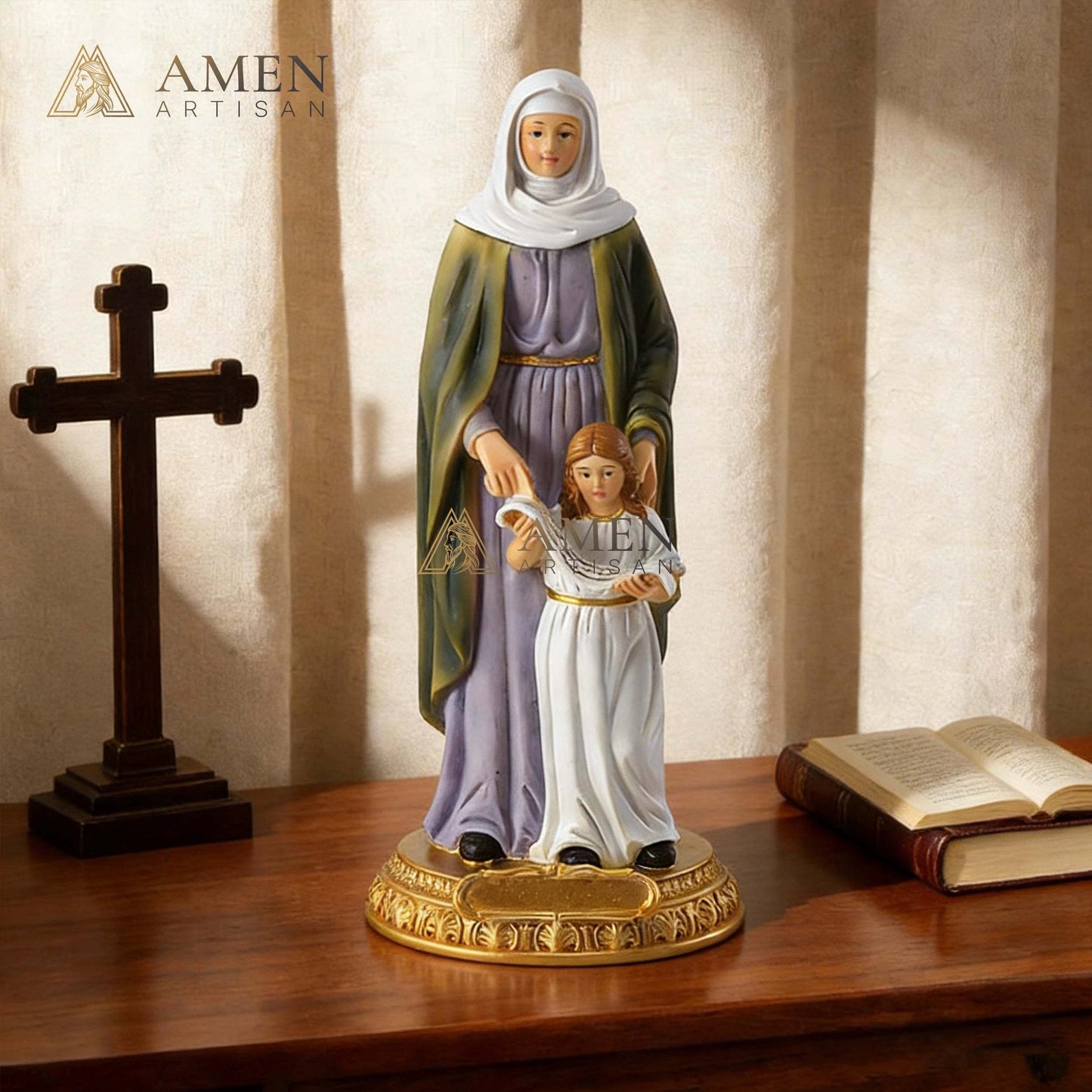 Saint Anne with Young Mary Statue Amen Artisan