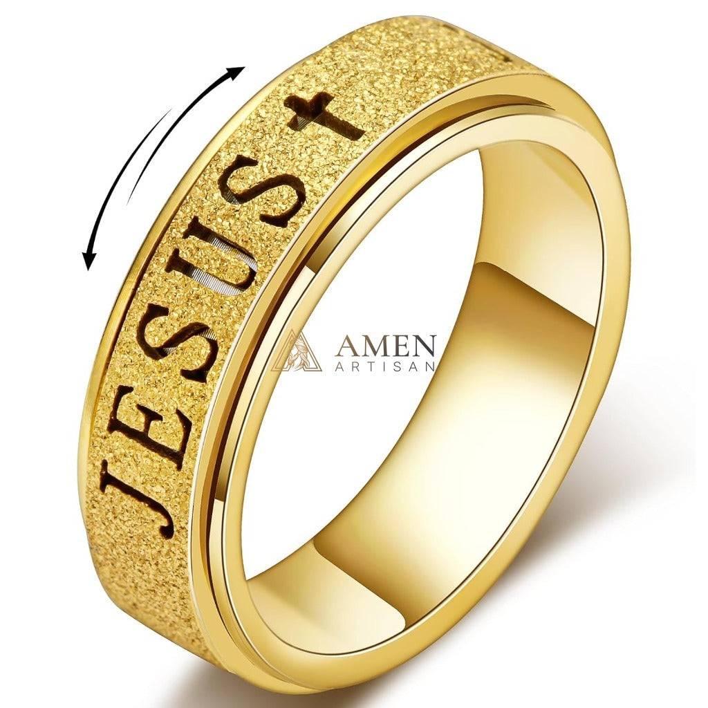 Rotating Matte Jesus Ring Amen Artisan