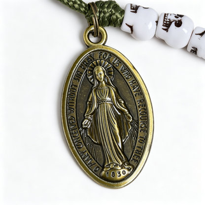 【Deal Today】Military Green Skull Bead Rosary | Amen Artisan