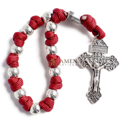 【Deal Today】Military-Grade Paracord Pocket Rosary with Antique Bronze Beads Amen Artisan