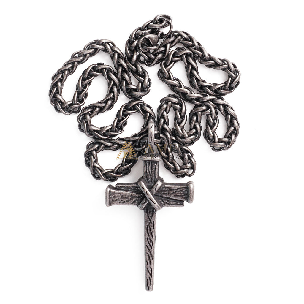 Heavy Dragon Bone Chain Cross Necklace - Resilience, Faith & Sacred Protection |  Amen Artisan