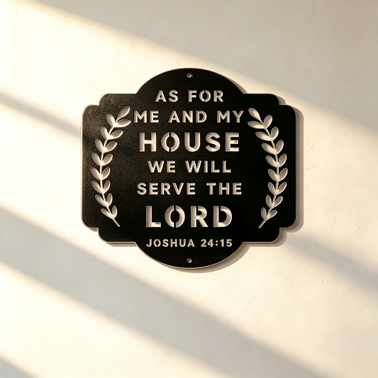 As for Me and My House Metal Wall Sign – Joshua 24:15 Christian Home Decor