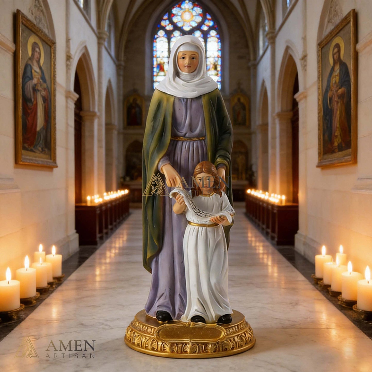 Saint Anne with Young Mary Statue Amen Artisan