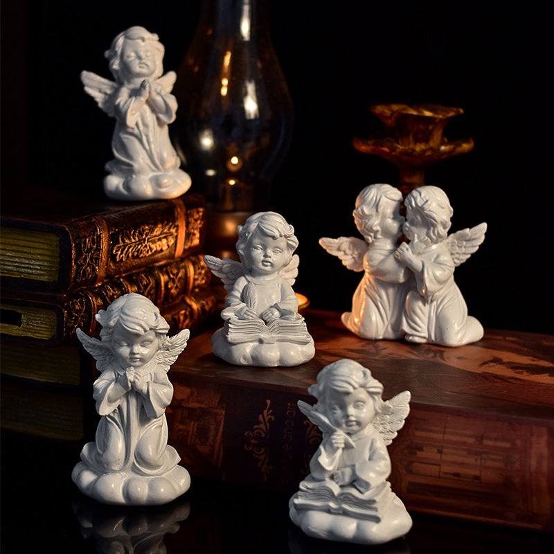 Vintage Fairy & Angel Sculpture | Whimsical Desktop Vignette, Miniature Enchantment