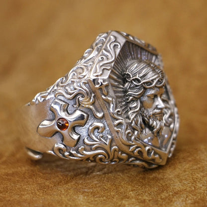 925 Silver Jesus Icon Ring Amen Artisan
