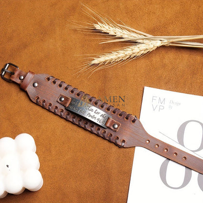 Handwoven Leather Bible Verse Bracelet - Strength, Faith & Protection |  Amen Artisan