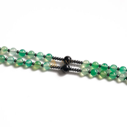 Green Agate Rosary with Cross Amen Artisan