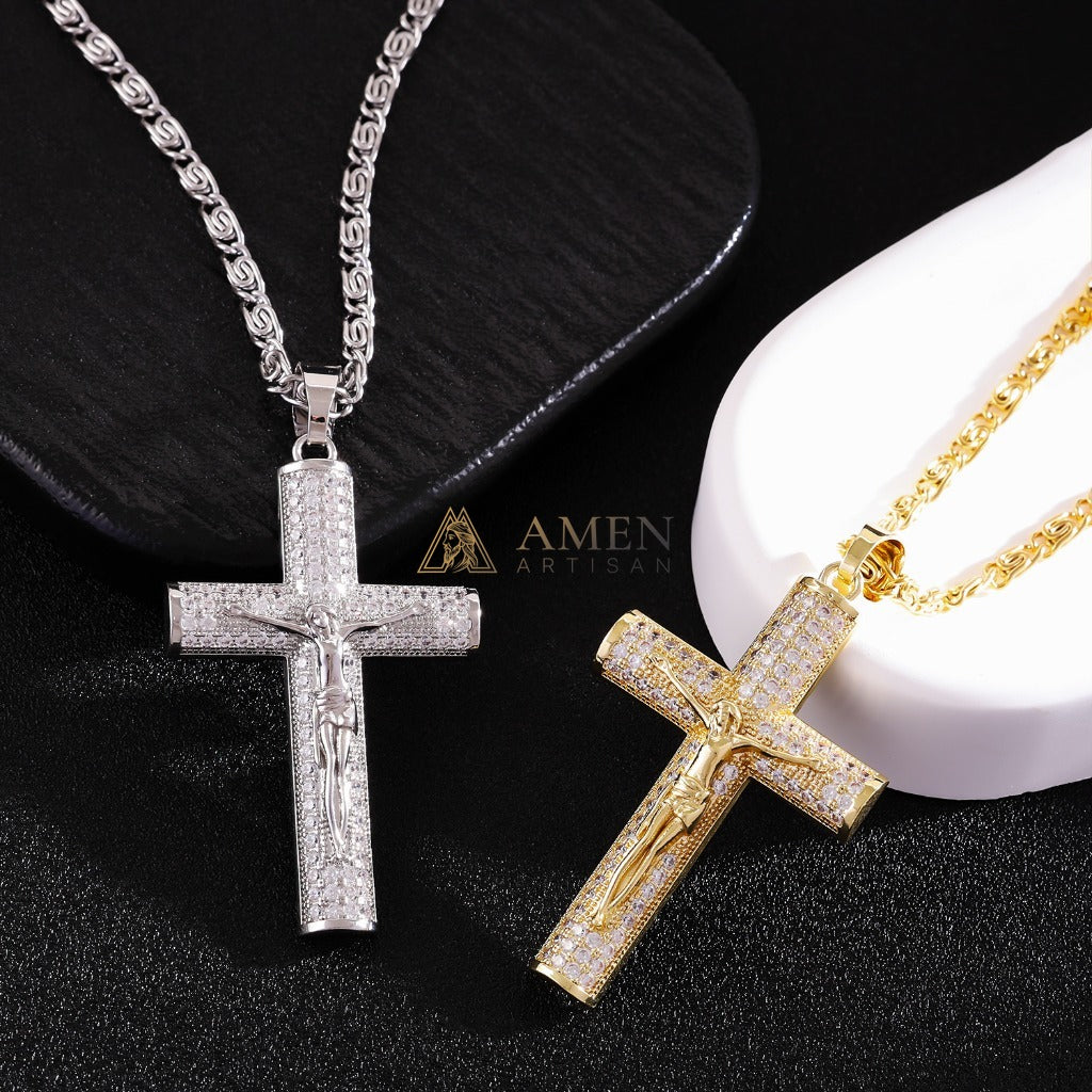 Crucifix Zircon Pendant Necklace Amen Artisan