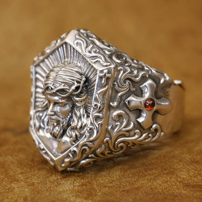 925 Silver Jesus Icon Ring Amen Artisan
