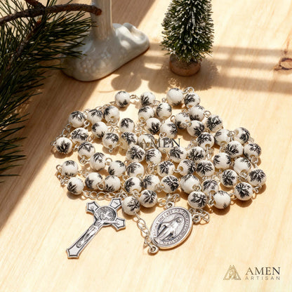 Pine Needles Ceramic Rosary Amen Artisian