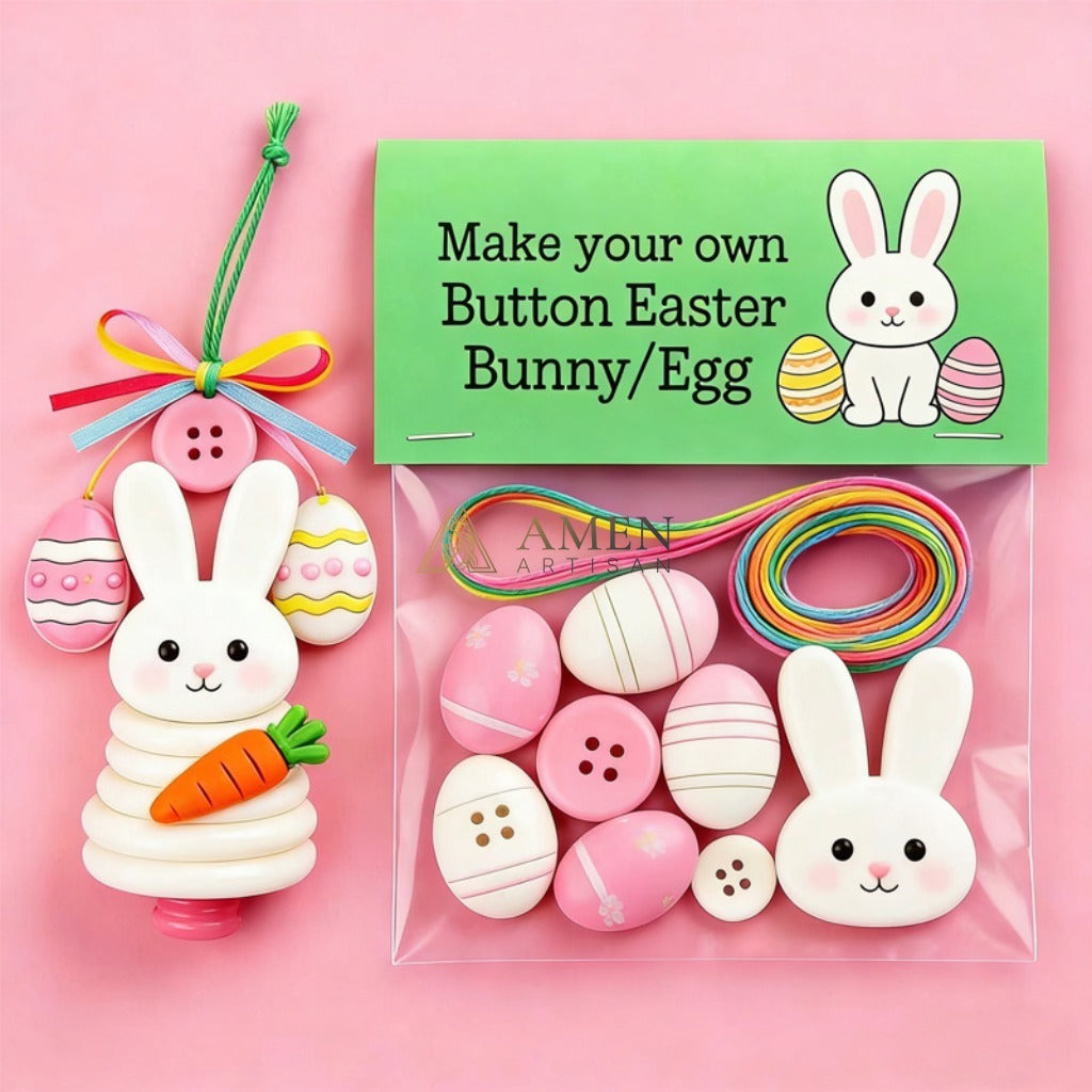 Easter DIY Button Pocket Hug Charm Kit Amen Artisan