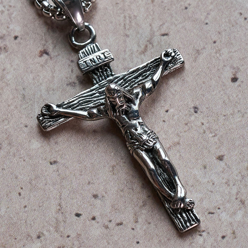 INRI Jesus Crucifix Necklace with Detailed Pendant — Faith