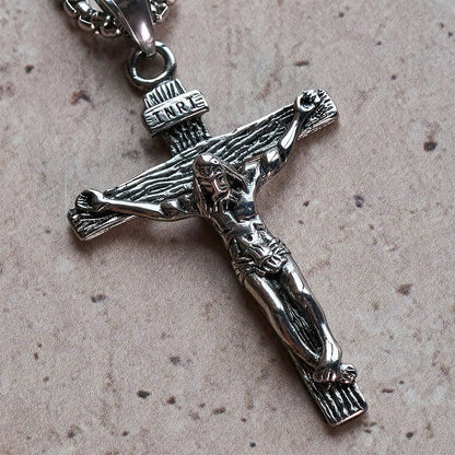 INRI Jesus Crucifix Necklace with Detailed Pendant — Faith