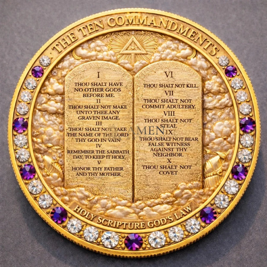 Jesus Christ & The Ten Commandments Commemorative Coin Amen Artisan