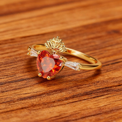 Sacred Heart of Jesus Vintage Ring – Ornate Gold Devotional Jewelry