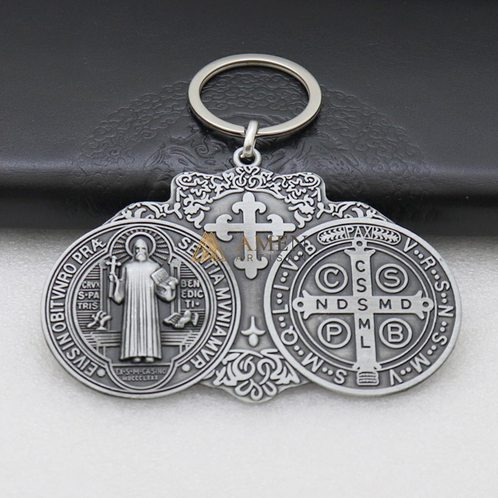 Saint Benedict Pendant  Keychain Amen Artisan