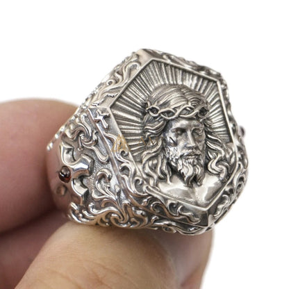925 Silver Jesus Icon Ring Amen Artisan