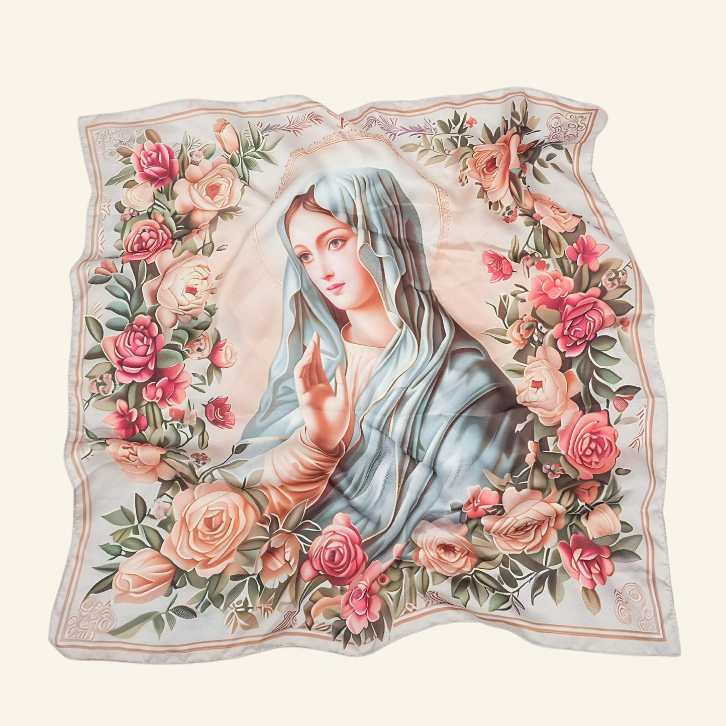 Silk Scarf with An Image of The Virgin Mary Amen Artisan