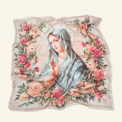 Silk Scarf with An Image of The Virgin Mary Amen Artisan