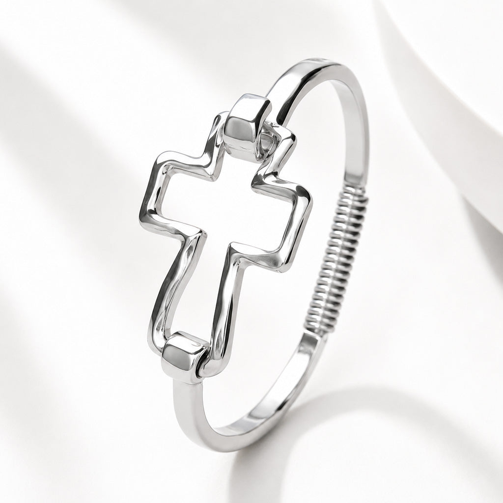 Textured Cross Cuff Bracelet with Cutout Design
