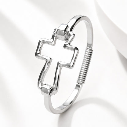 Textured Cross Cuff Bracelet with Cutout Design