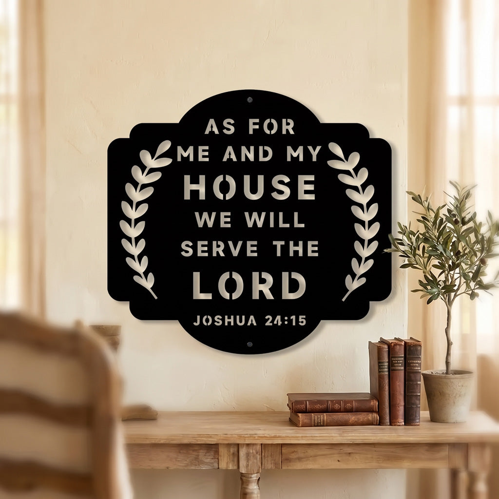 As for Me and My House Metal Wall Sign – Joshua 24:15 Christian Home Decor
