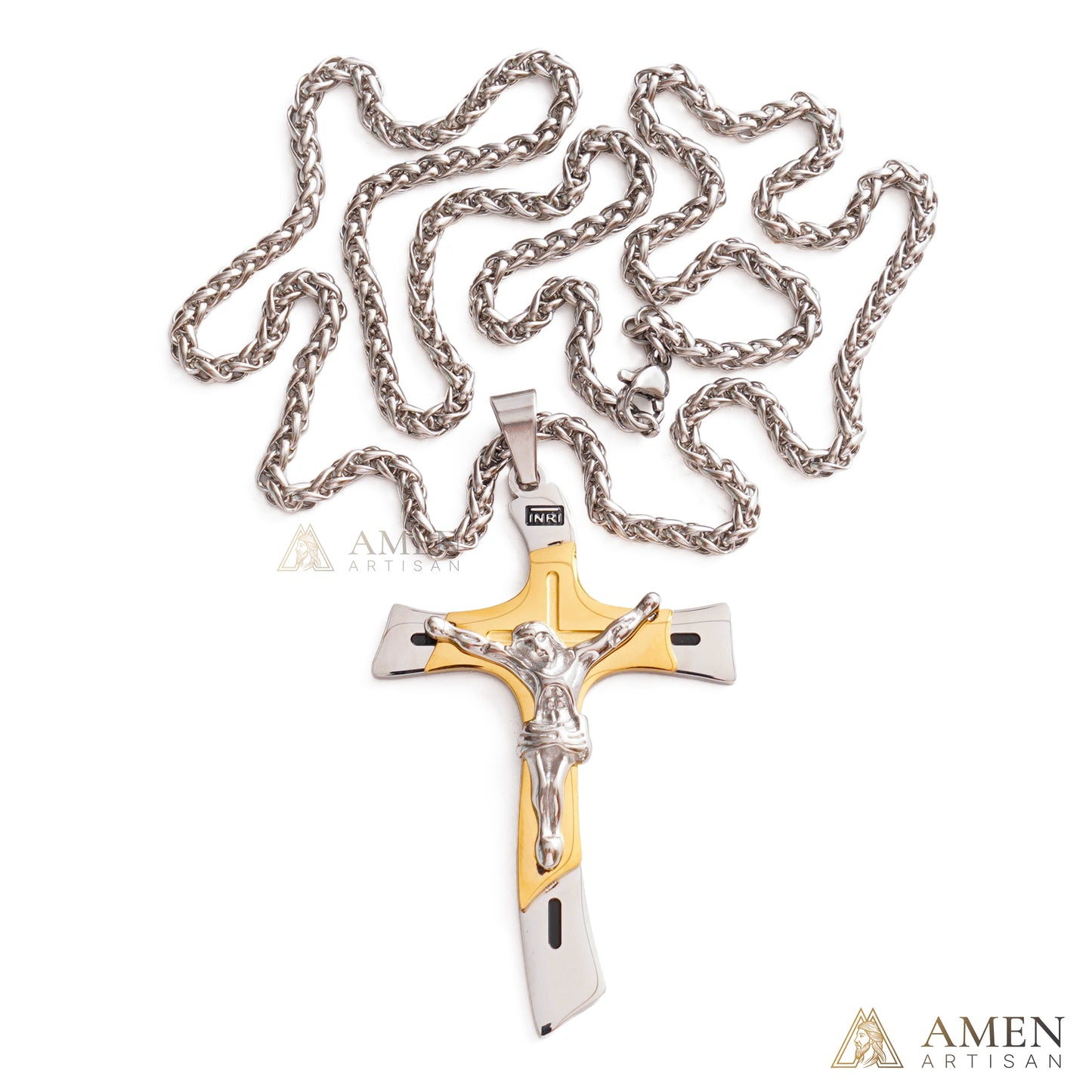 【Deal Today】Two-Tone Jesus Crucifix Necklace - Faith & Redemption