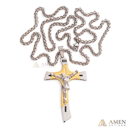 【Deal Today】Two-Tone Jesus Crucifix Necklace - Faith & Redemption