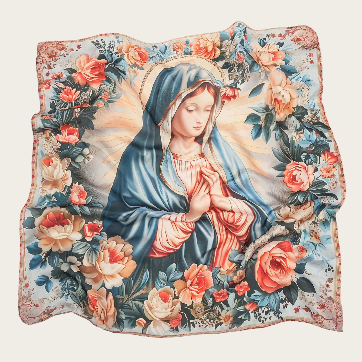 Silk Scarf with An Image of The Virgin Mary Amen Artisan