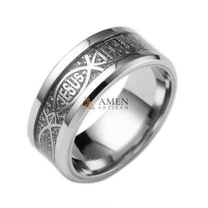 Jesus Titanium Steel Ring Amen Artisan