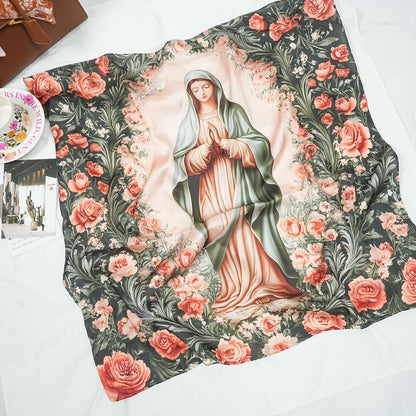 Silk Scarf with An Image of The Virgin Mary Amen Artisan