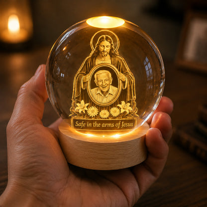 Personalized Christian Memorial Crystal Night Light with Photo