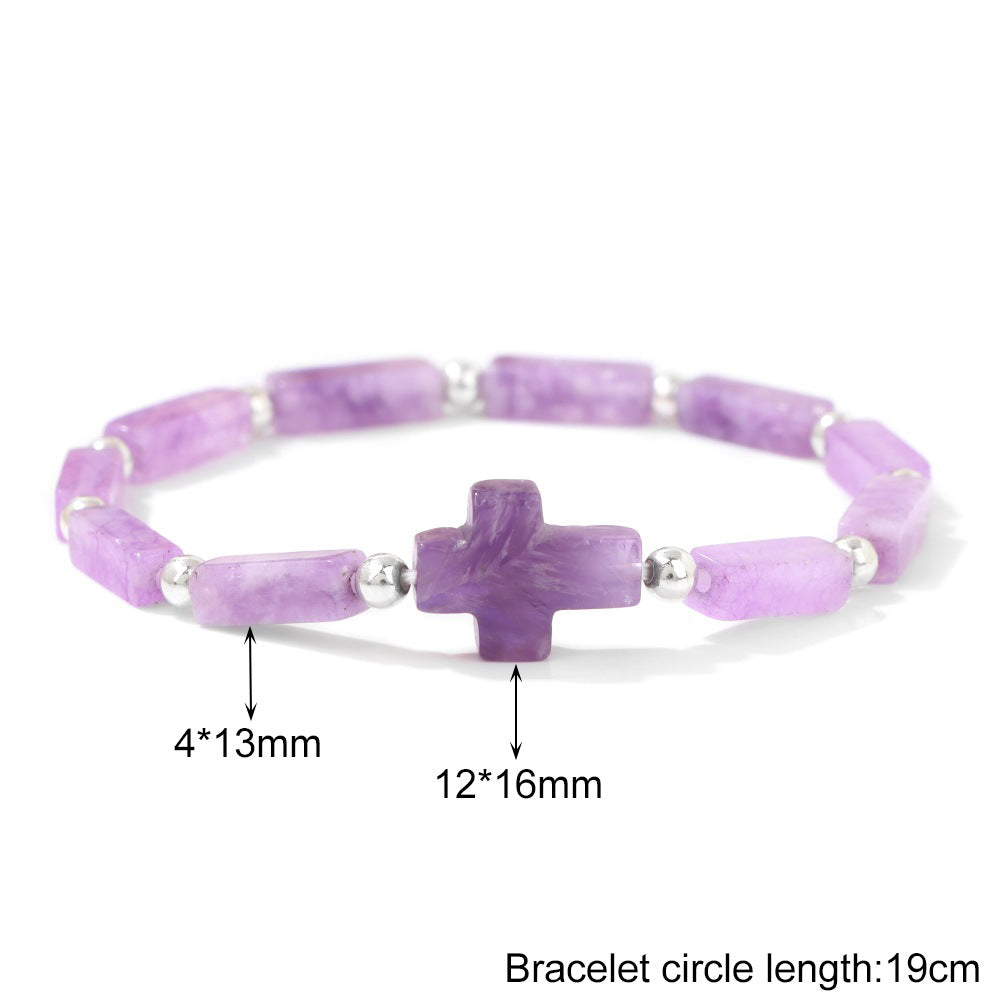 Cross Purple Stone Bracelet