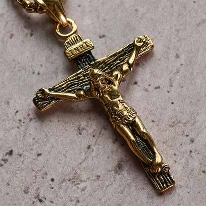 INRI Jesus Crucifix Necklace with Detailed Pendant — Faith