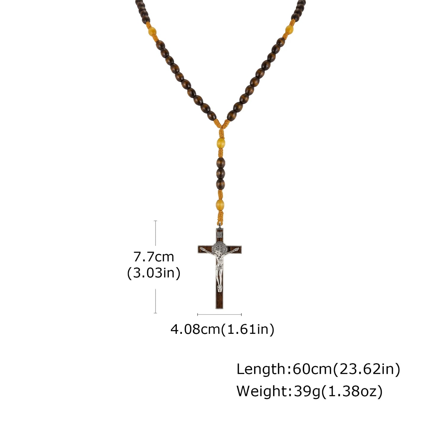 Woven Cord Wooden Rosary with St. Benedict Medal Cross - Sacred Blessing | Amen Artisan