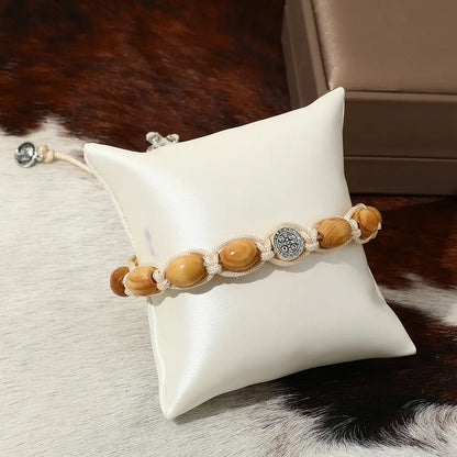 Braided Wooden Beads Saint Benedict Medal Bracelet Amen Artisan