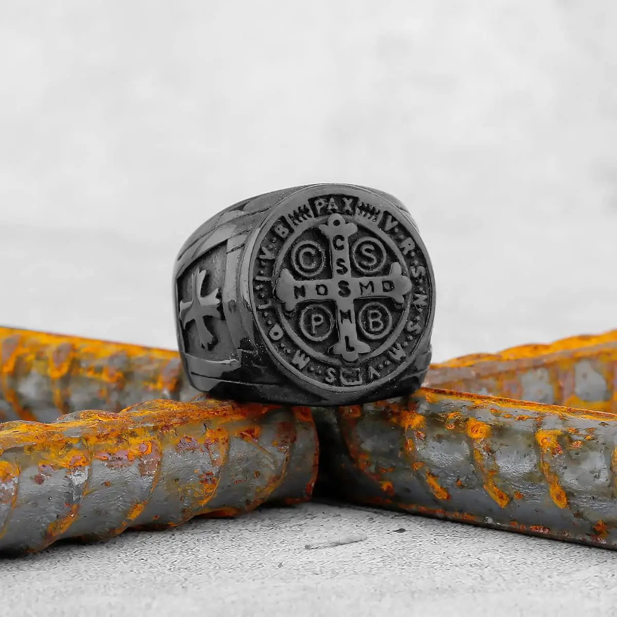 Saint Benedict Cross & Inscriptions Ring Amen Artisan